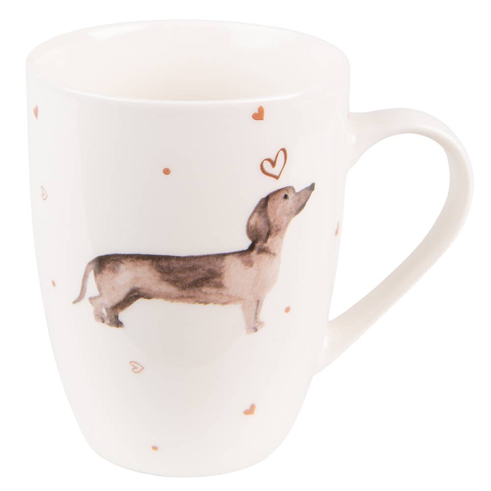 Becher mit beigebrauner Dackel