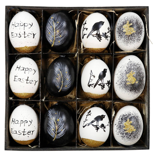 Echte EIER “HAPPY EASTER” 12er SET