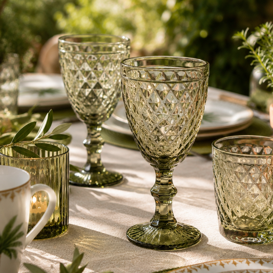 Winston - Weinkelch aus grünem Glas, 6er Set