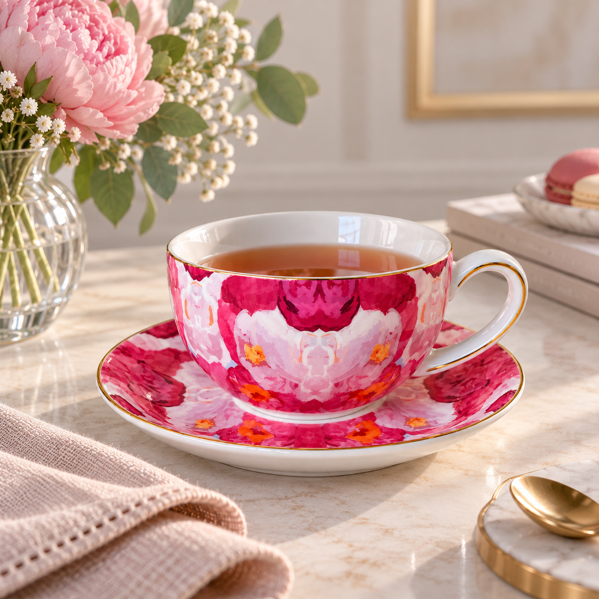 Teetasse und Untertasse Pink Lady