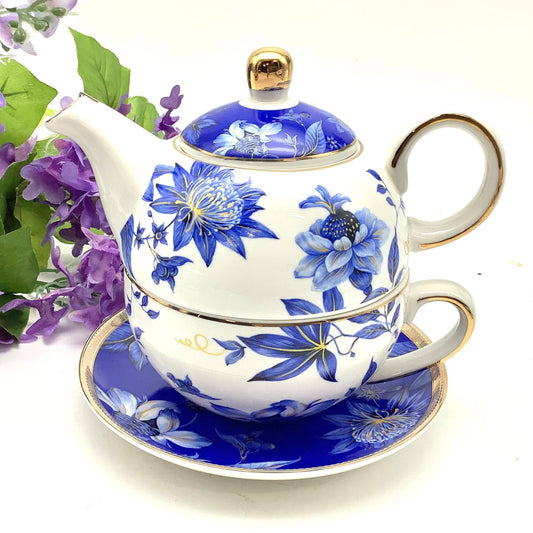 Tea for One Set  "Regency Blue Golds"