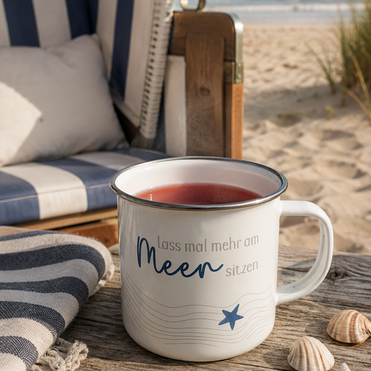 Becher mit Henkel, Maritim aus Metall