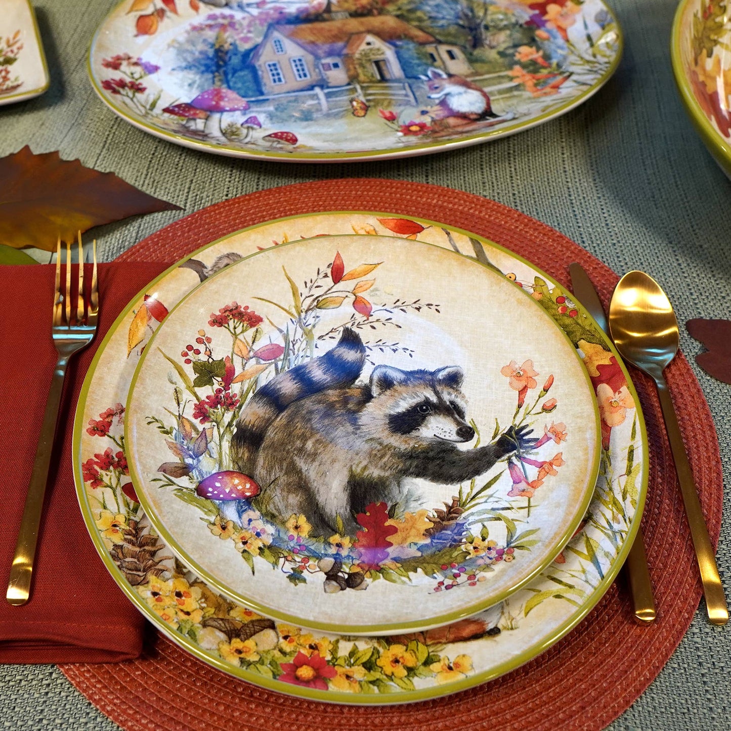 Woodland Critters Herbst-Dessertteller, 4er Set
