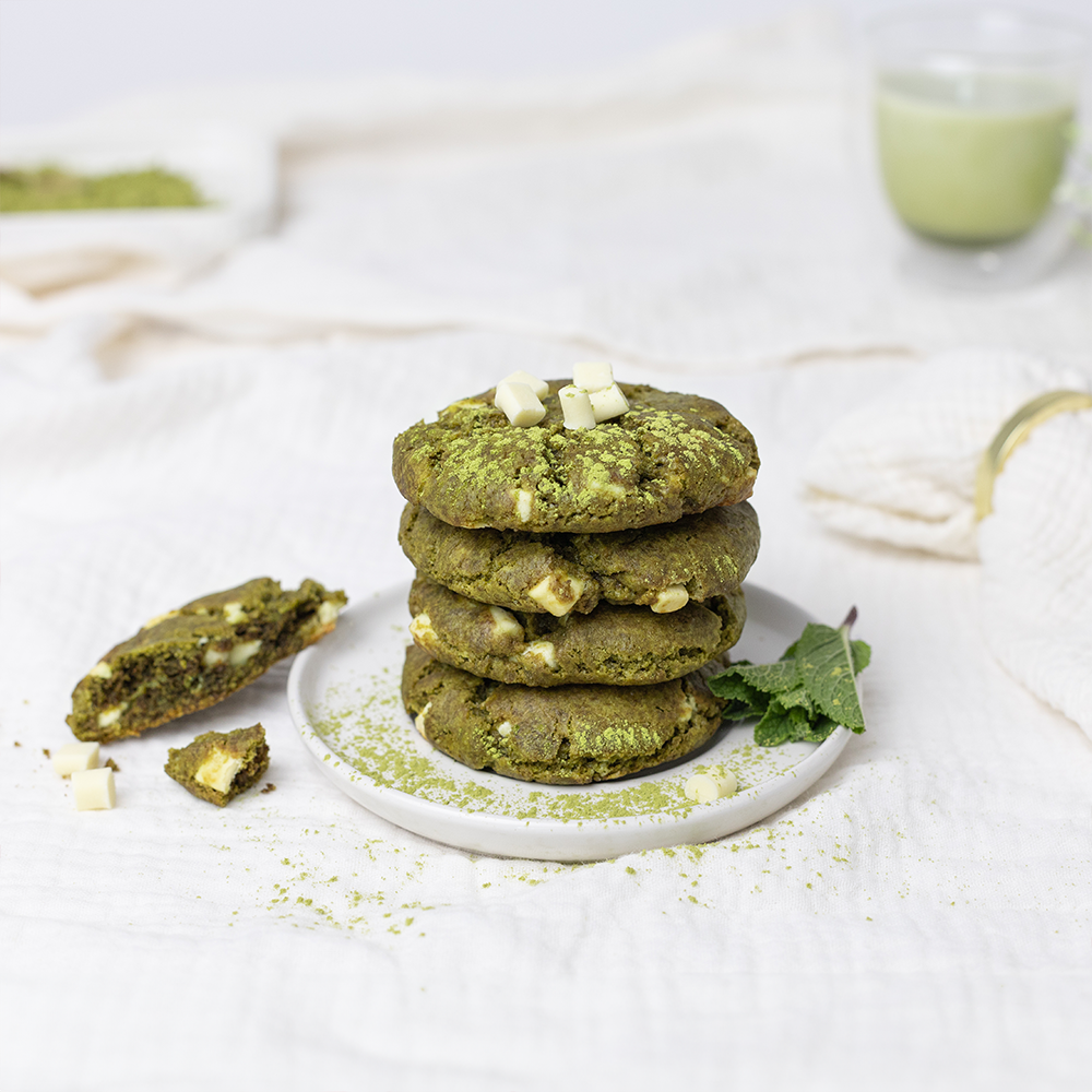 Backmischung Matcha-Cookies mit feinster belgischer weißen Schokolade