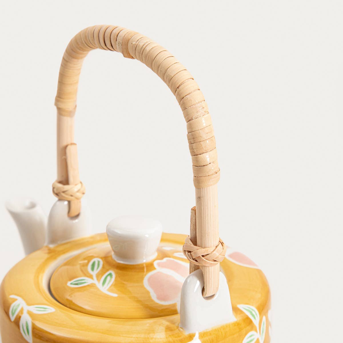 Teeset mit Blumenmuster – Senfgelb | 3-teilig