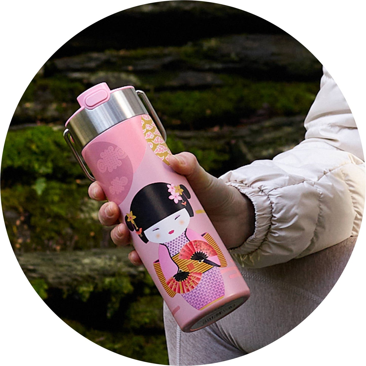 Edelstahlflasche LEEZA "New Little Geisha rose"