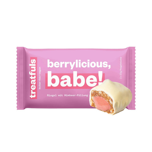 Weiße Schoko Himbeere Riegel mit Füllung bio + vegan