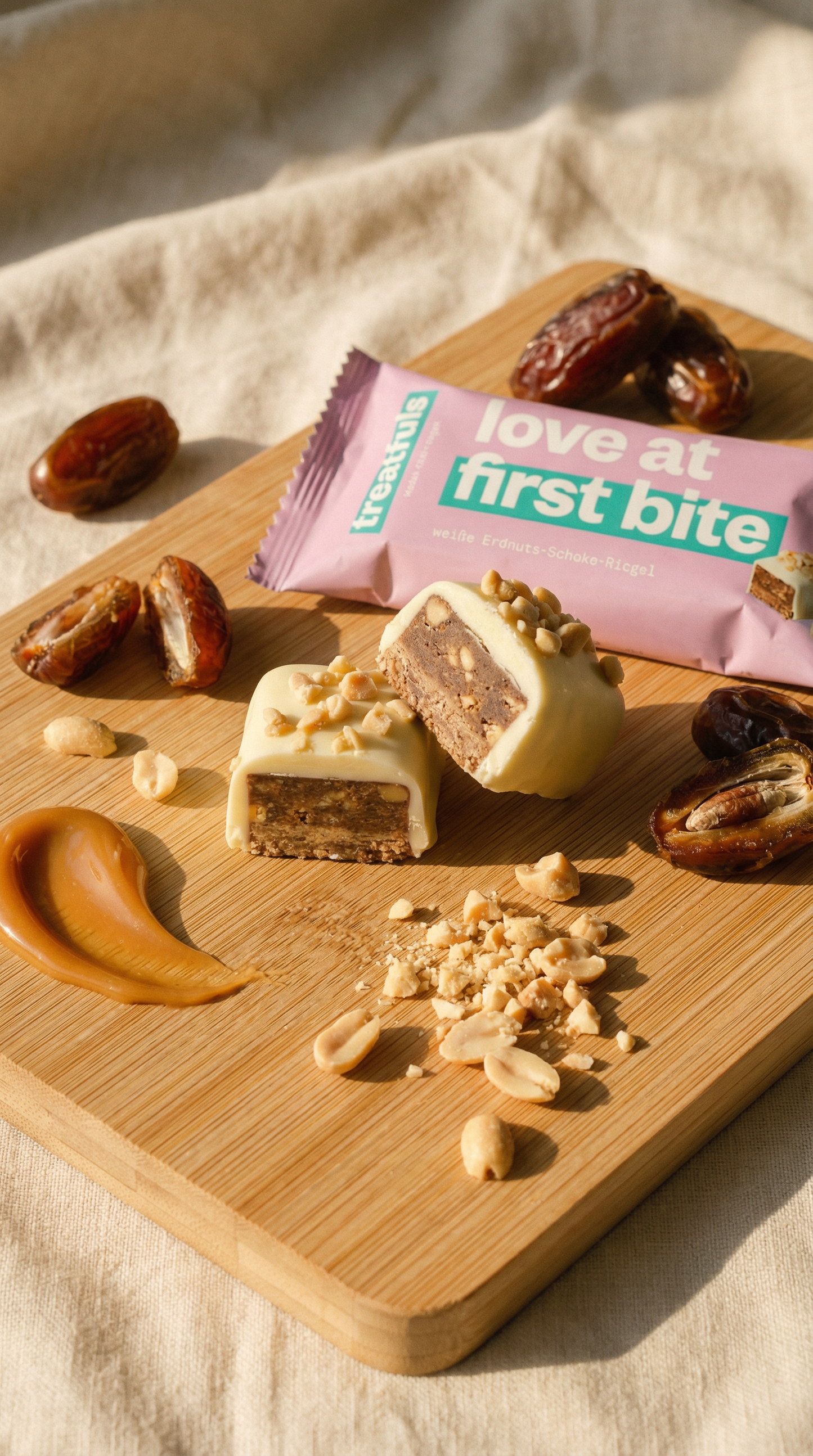 Weiße Schoko Erdnuss Riegel bio + vegan+ glutenfrei