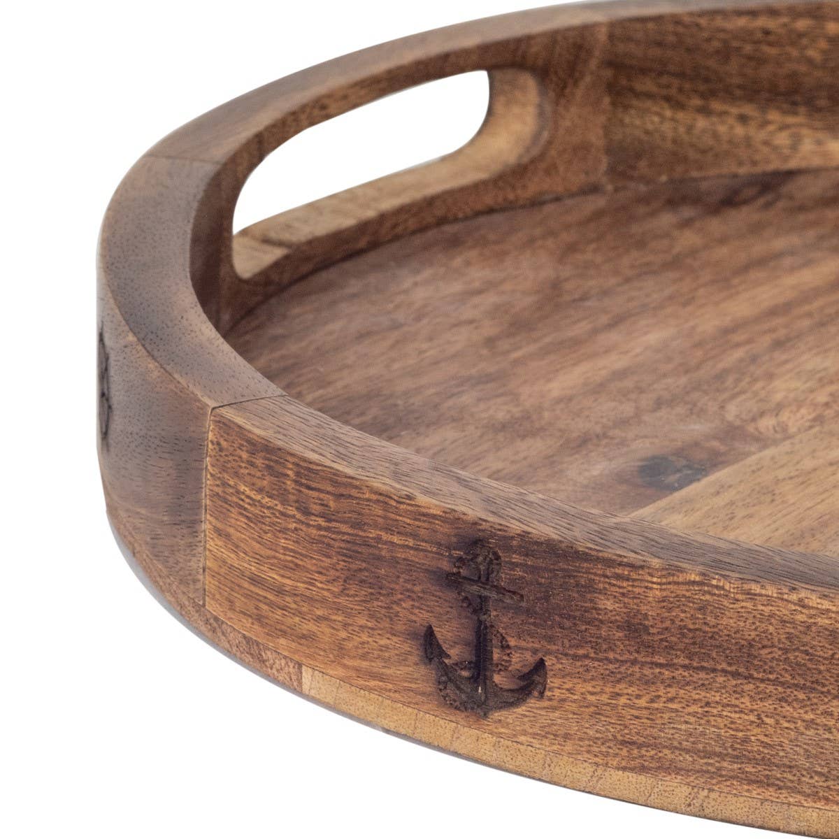 ⚓ Nautisches Holzanker-Rundtablett – Maritimer Charme für dein Zuhause