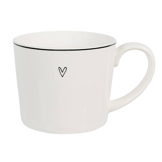 Tasse, weiße Keramik Herz