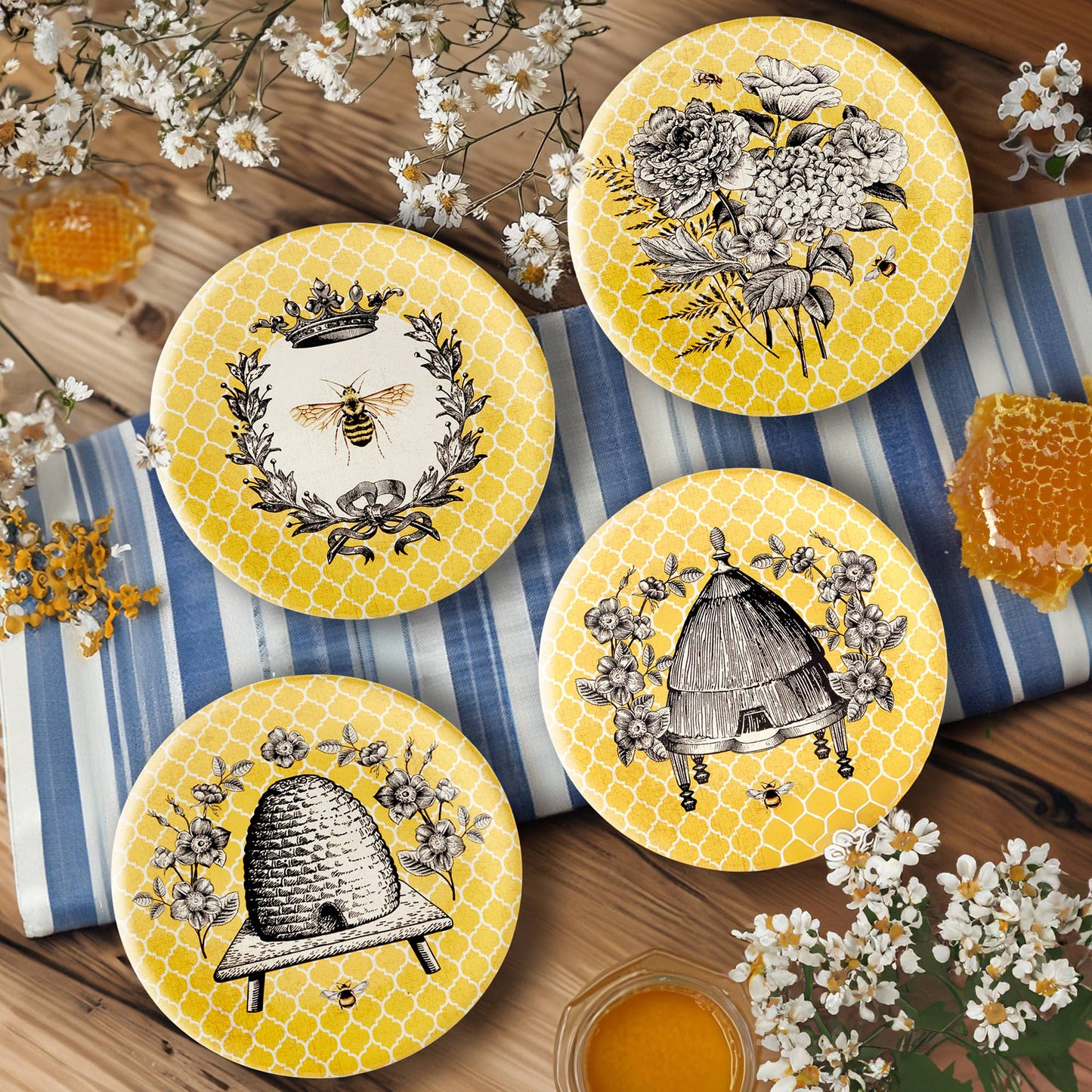 Teller French Bees, 4er Set