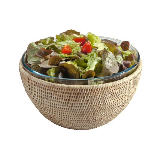 Lunch Bowl Glas & Rattan