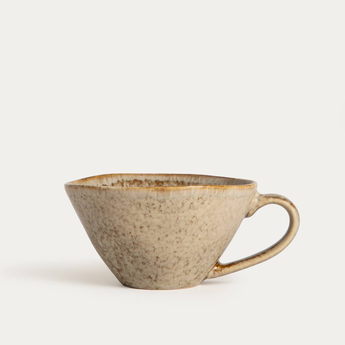 DAREL flache Steinzeug-Tasse – Beige | 250 ml