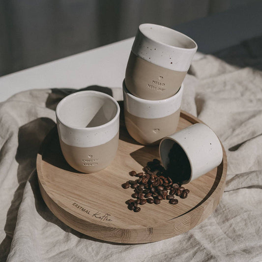 Drehteller aus Eiche 'Erstmal Kaffee'
