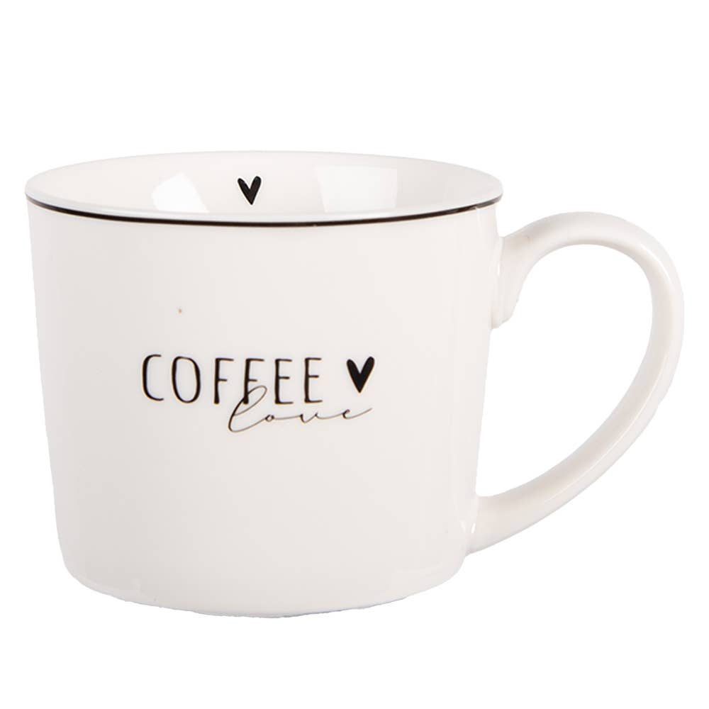 Porzellanbecher „Coffee Lover“ mit Herzmotiv – Weiß