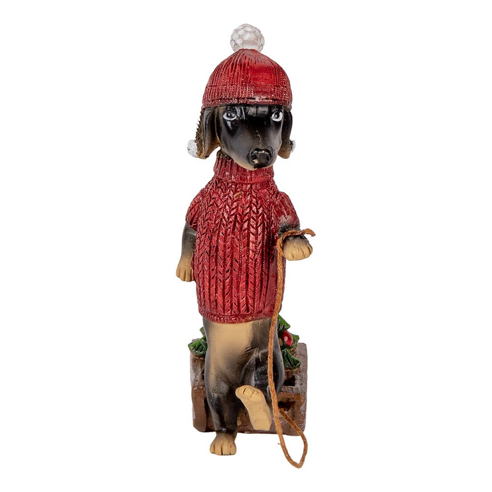 Weihnachtsdekoration Figur Hund Dackel