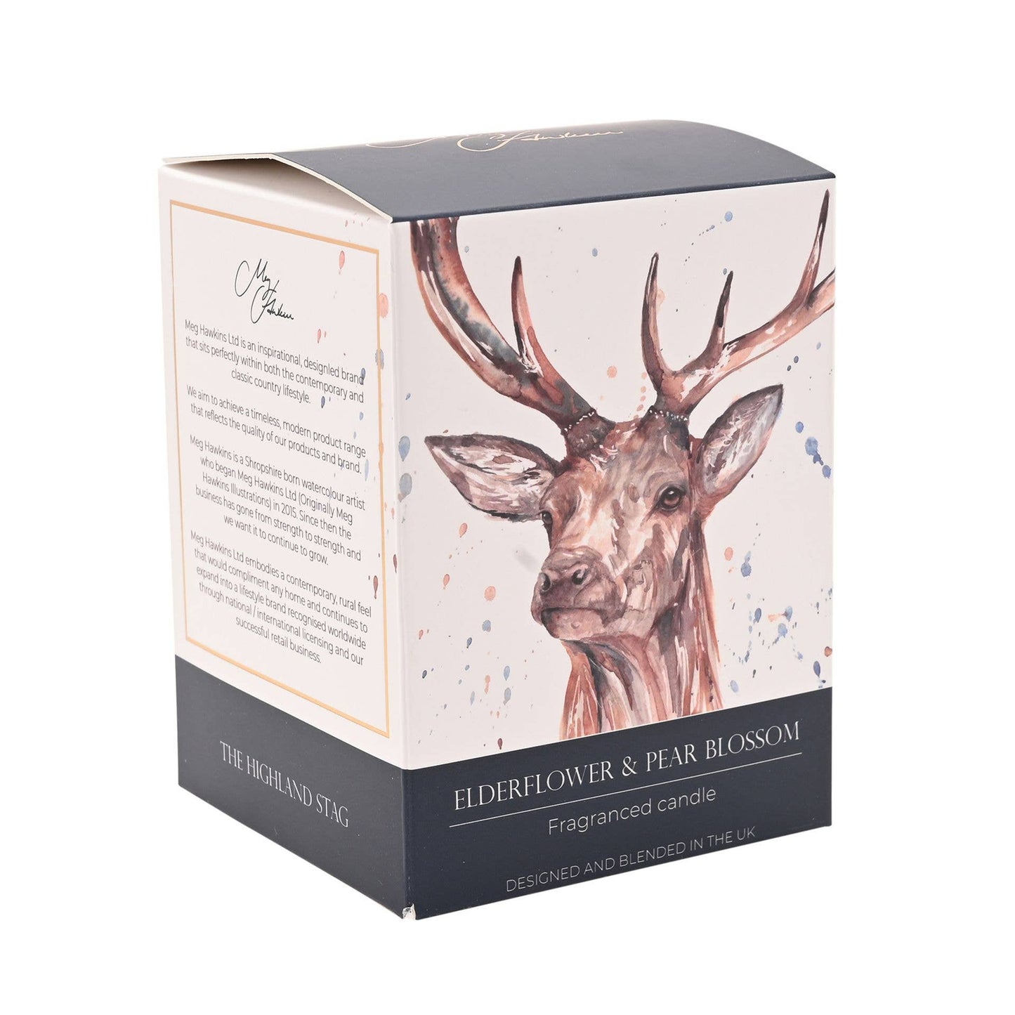 Meg Hawkins Duftkerze „Hirsch“ – Holunderblüte & Birnenblüte, 250 g