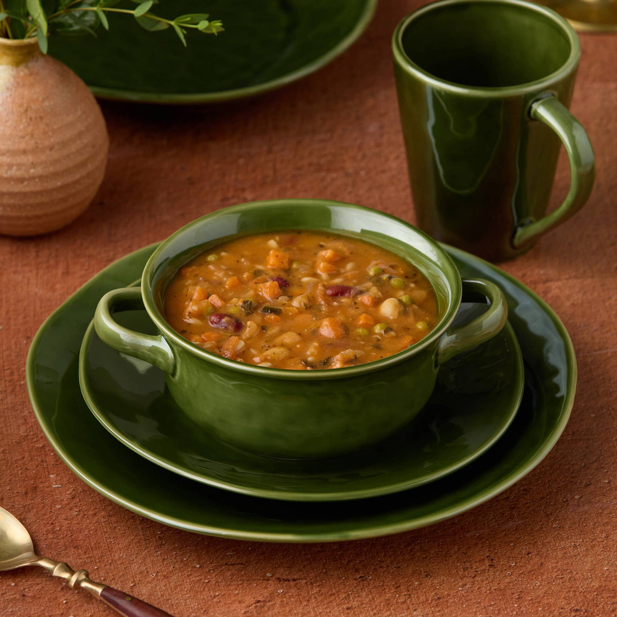 VERDE Soup Crock – Ofenschalen-Set mit Griffen - Olivgrün | ca. 950 ml
