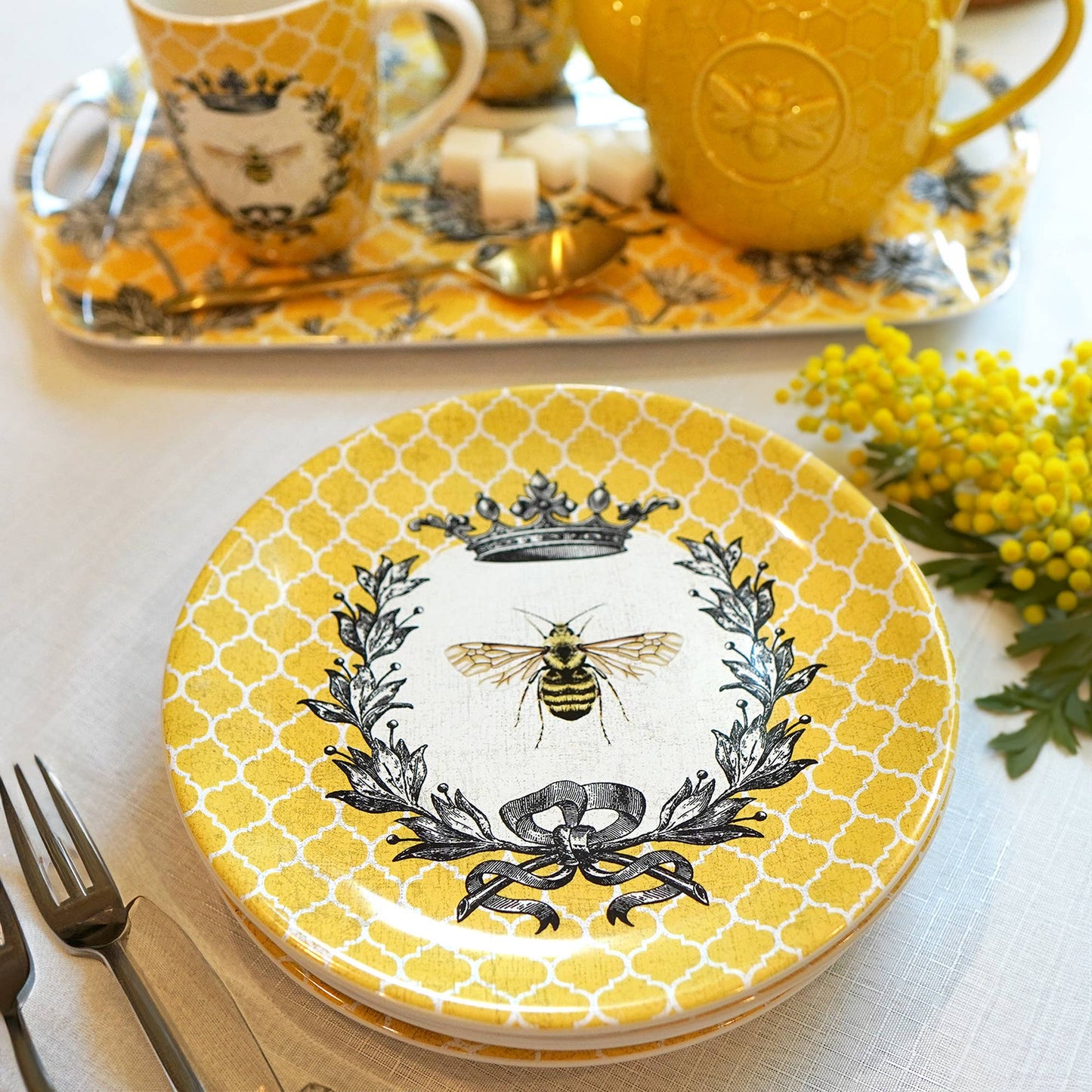 Teller French Bees, 4er Set