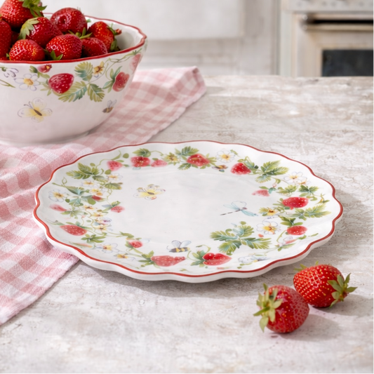 Vintage Dessertteller mit Erdbeerdesign, 16 cm – Isabelle Rose