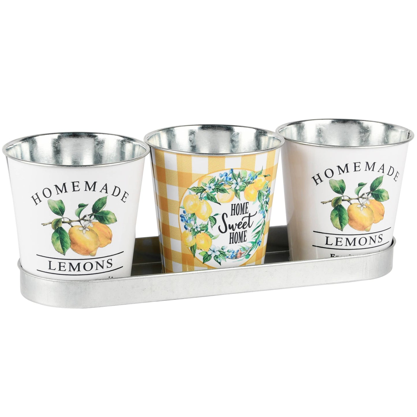 Dreier-Set Blumentöpfe 'Lemon', Metall