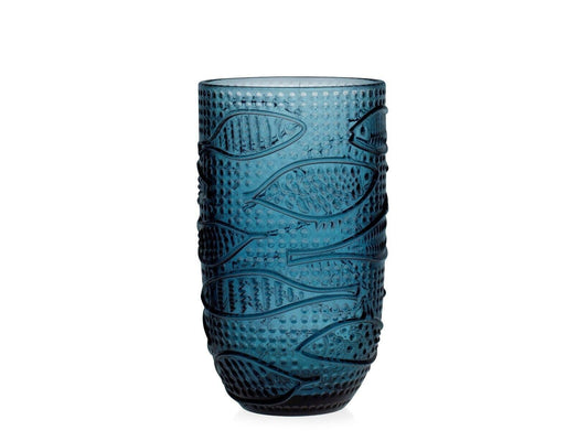 Glas ATLANTICO, Blau mit Fischdekor, 4er Set