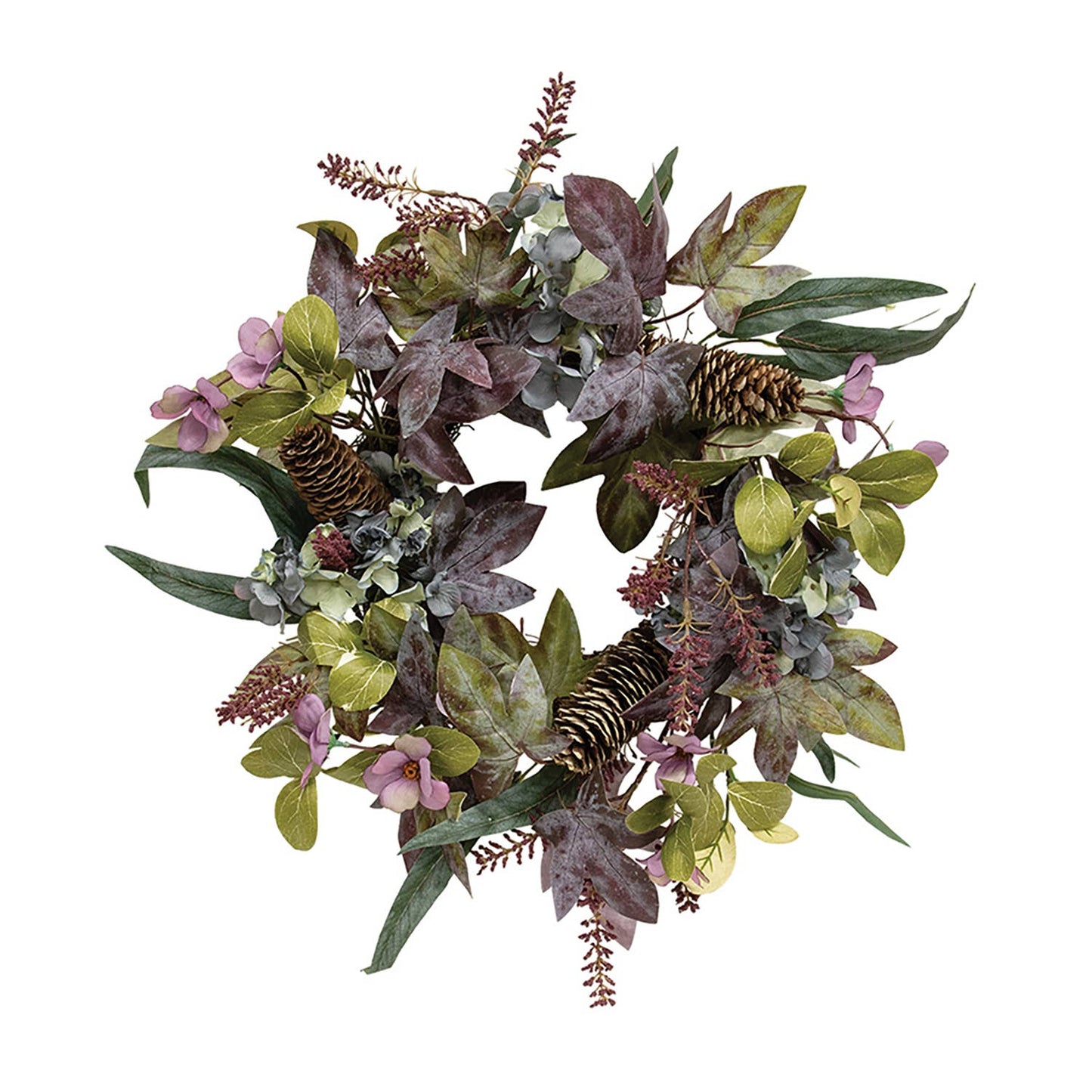 Kranz mit Hortensien- und Tannenzapfen, 45,7 cm