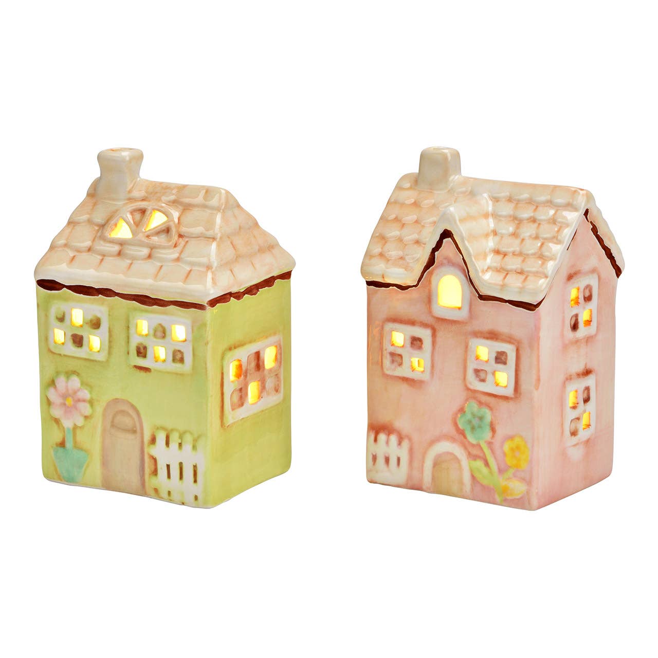 LED Lichthaus aus Keramik, 2er Set