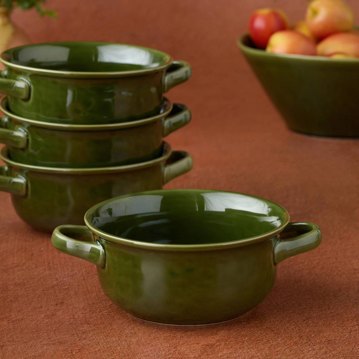 VERDE Soup Crock – Ofenschalen-Set mit Griffen - Olivgrün | ca. 950 ml