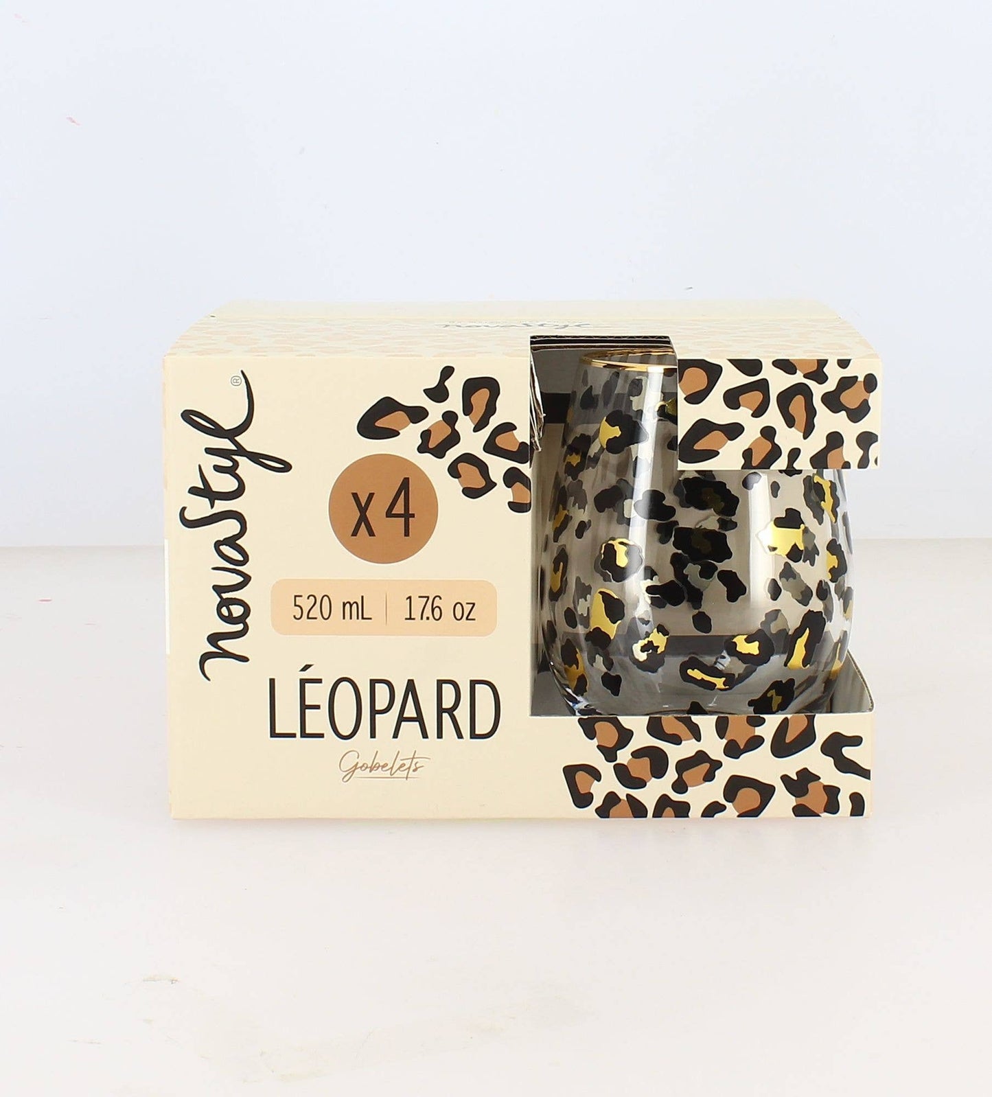 4ER-SET GLÄSER LEOPARD