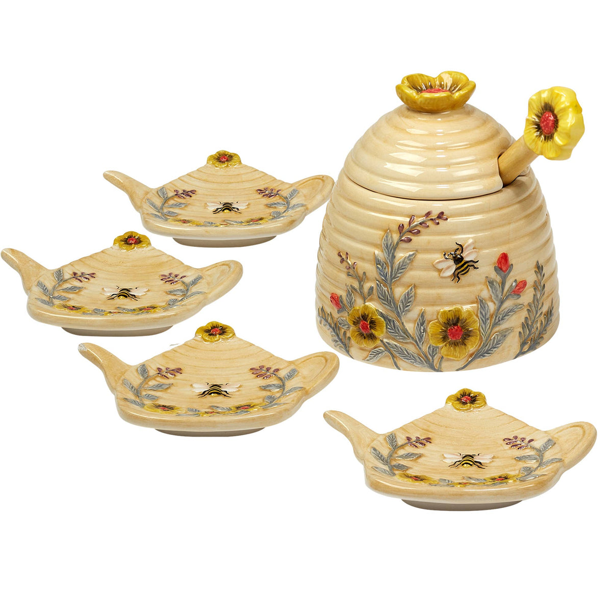Bee Sweet – 7-teiliges Honigtopf-Set mit Honiglöffel & Teebeutelhaltern