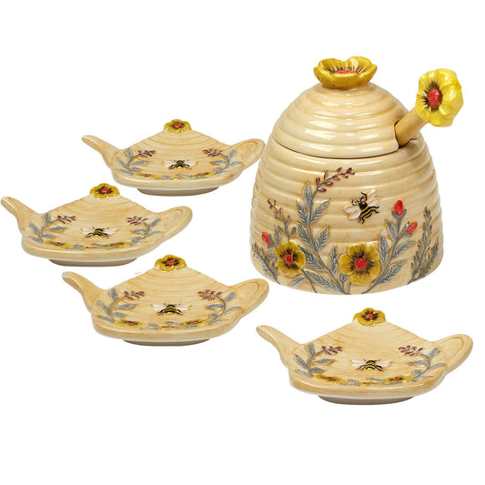 Bee Sweet – 7-teiliges Honigtopf-Set mit Honiglöffel & Teebeutelhaltern