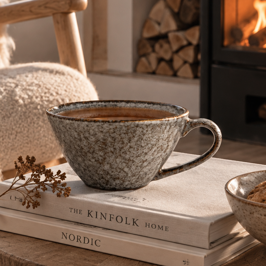DAREL flache Steinzeug-Tasse – Grau | 250 ml