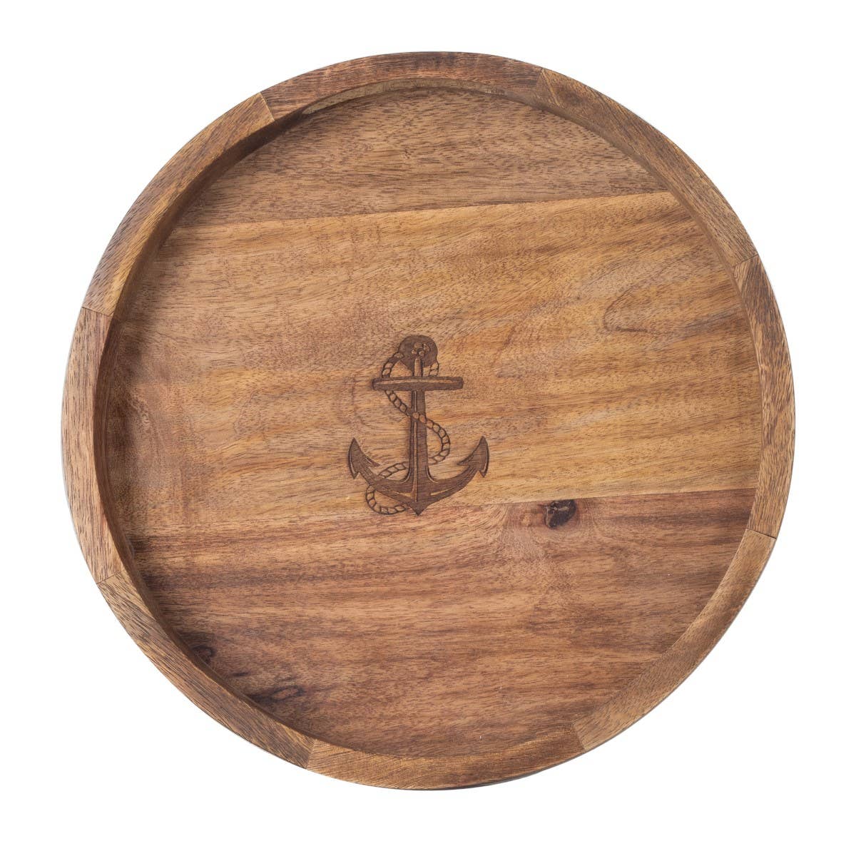 ⚓ Nautisches Holzanker-Rundtablett – Maritimer Charme für dein Zuhause