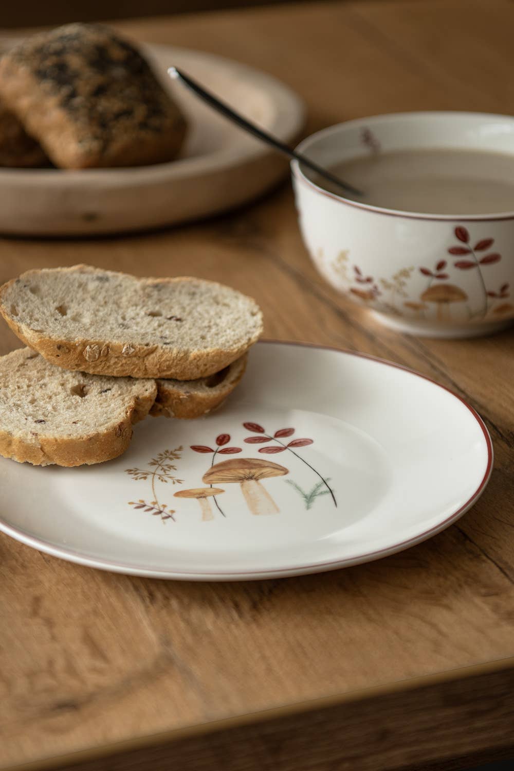 Frühstücksteller mit Pilzmotiv