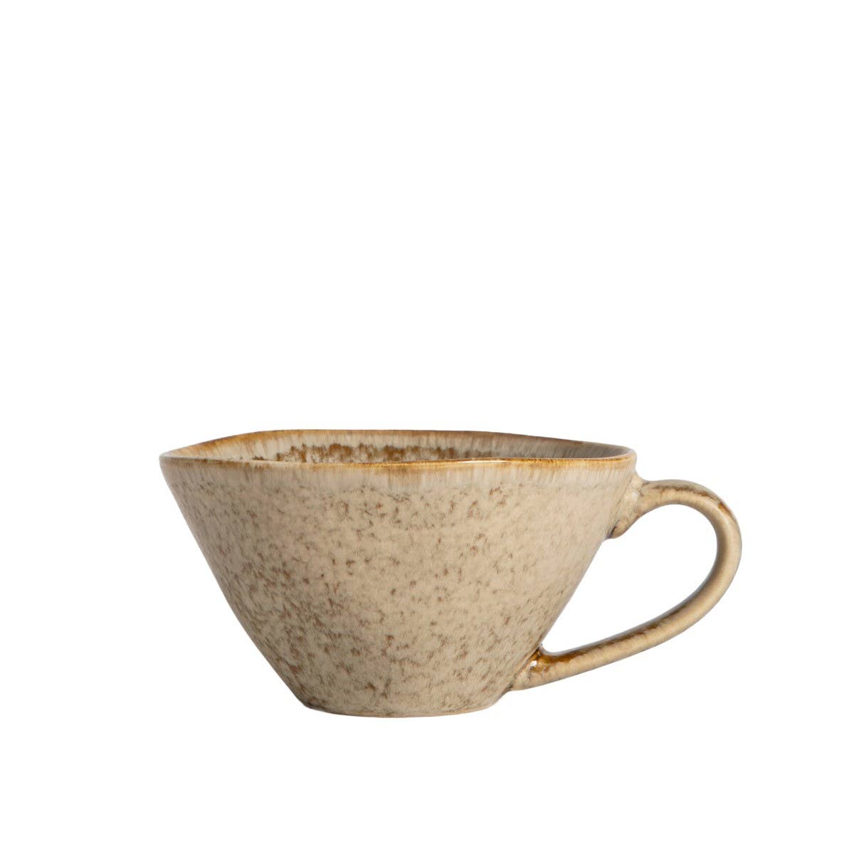 DAREL flache Steinzeug-Tasse – Beige | 250 ml