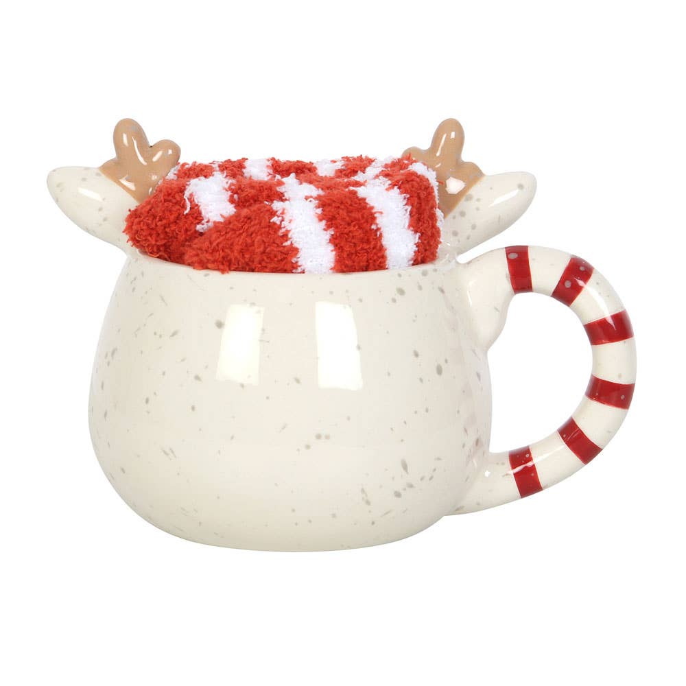 Weihnachtsset „Rudolph Reindeer“ mit Tasse und Socken