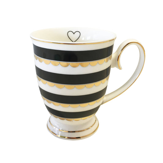 Tasse Bombay Duck-Form sz/weiß/gold