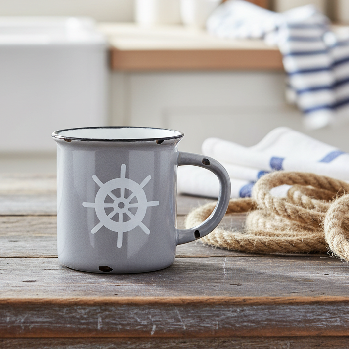 Keramik-Tasse GRIGIO BIANCO STEUERRAD