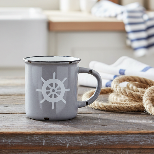 Keramik-Tasse GRIGIO BIANCO STEUERRAD
