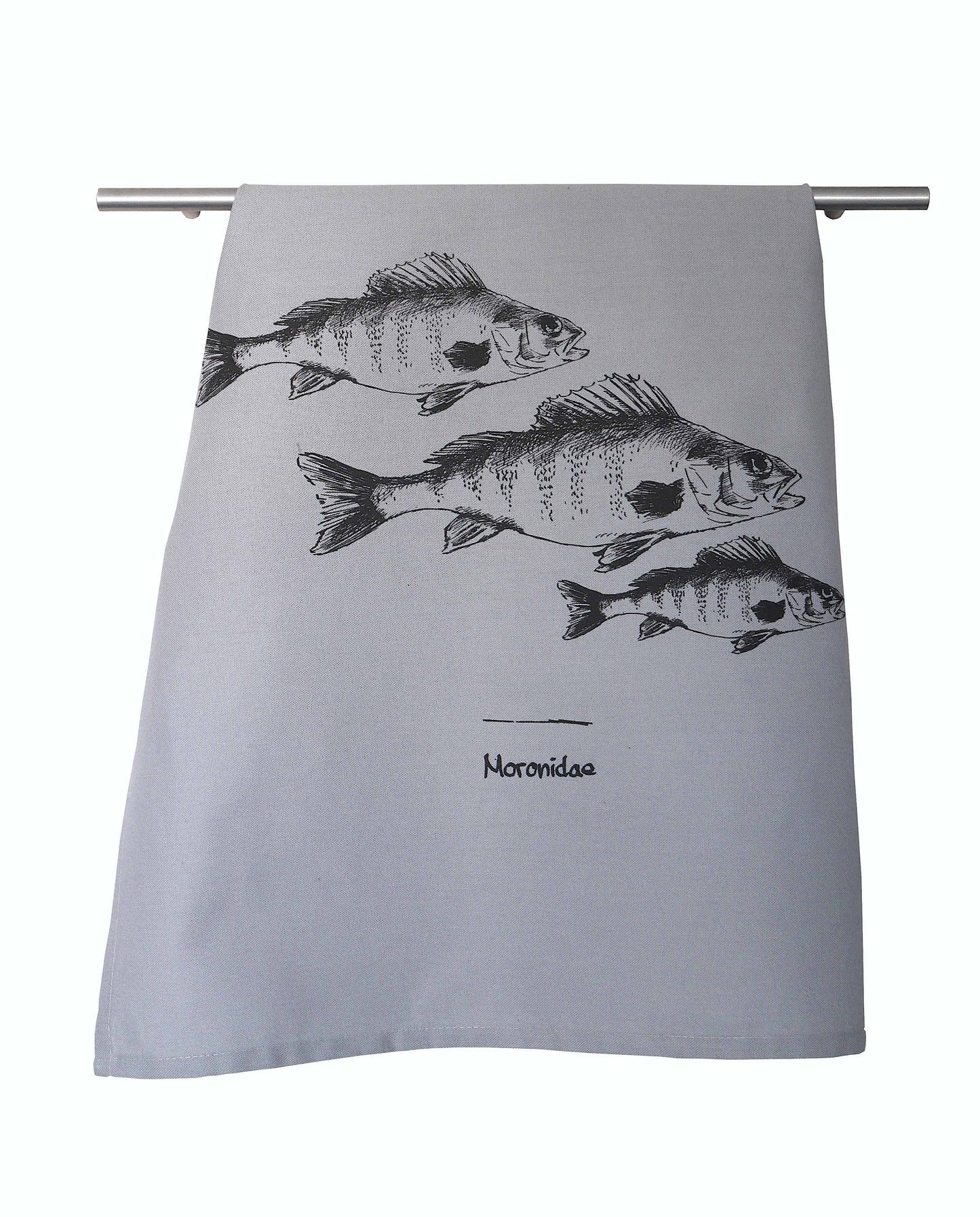 Geschirrtuch Bio Baumwolle Fisch, Grau