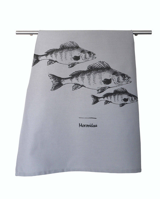 Geschirrtuch Bio Baumwolle Fisch, Grau