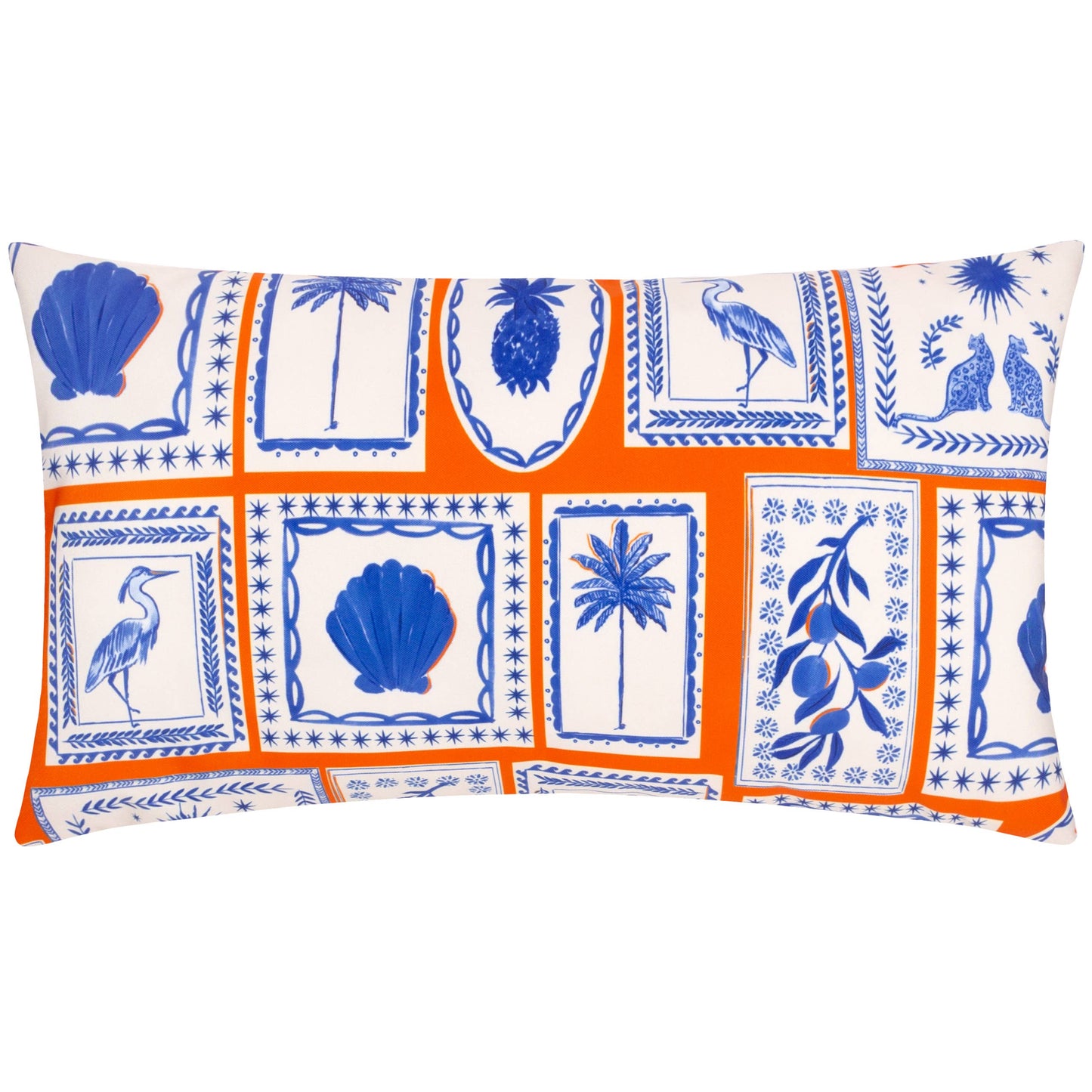 Frieze Outdoor-Kissen Koralle/Blau: