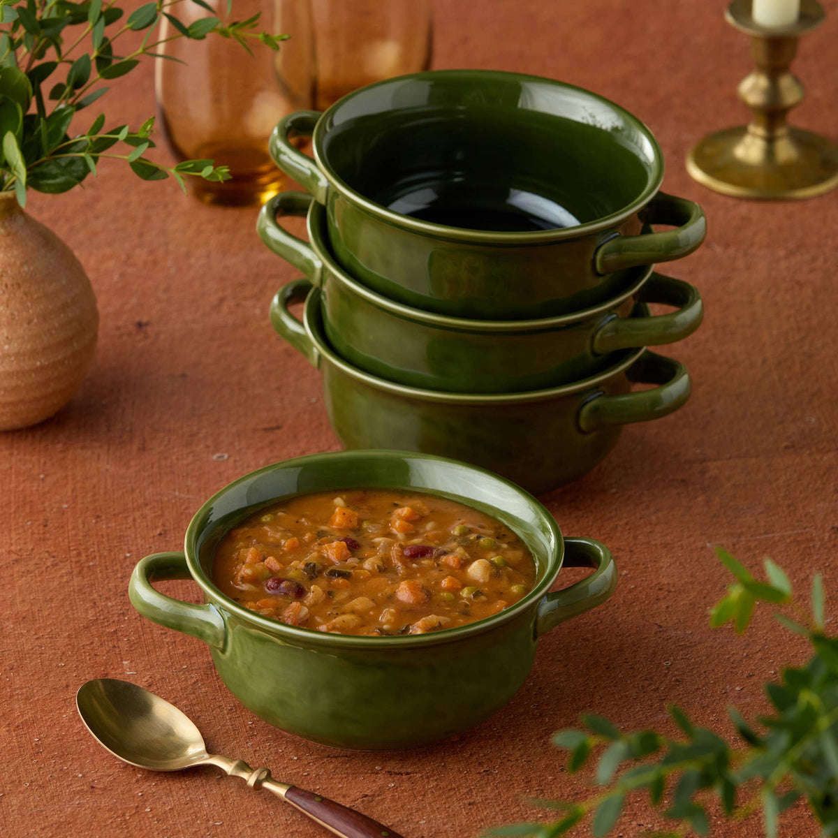 VERDE Soup Crock – Ofenschalen-Set mit Griffen - Olivgrün | ca. 950 ml
