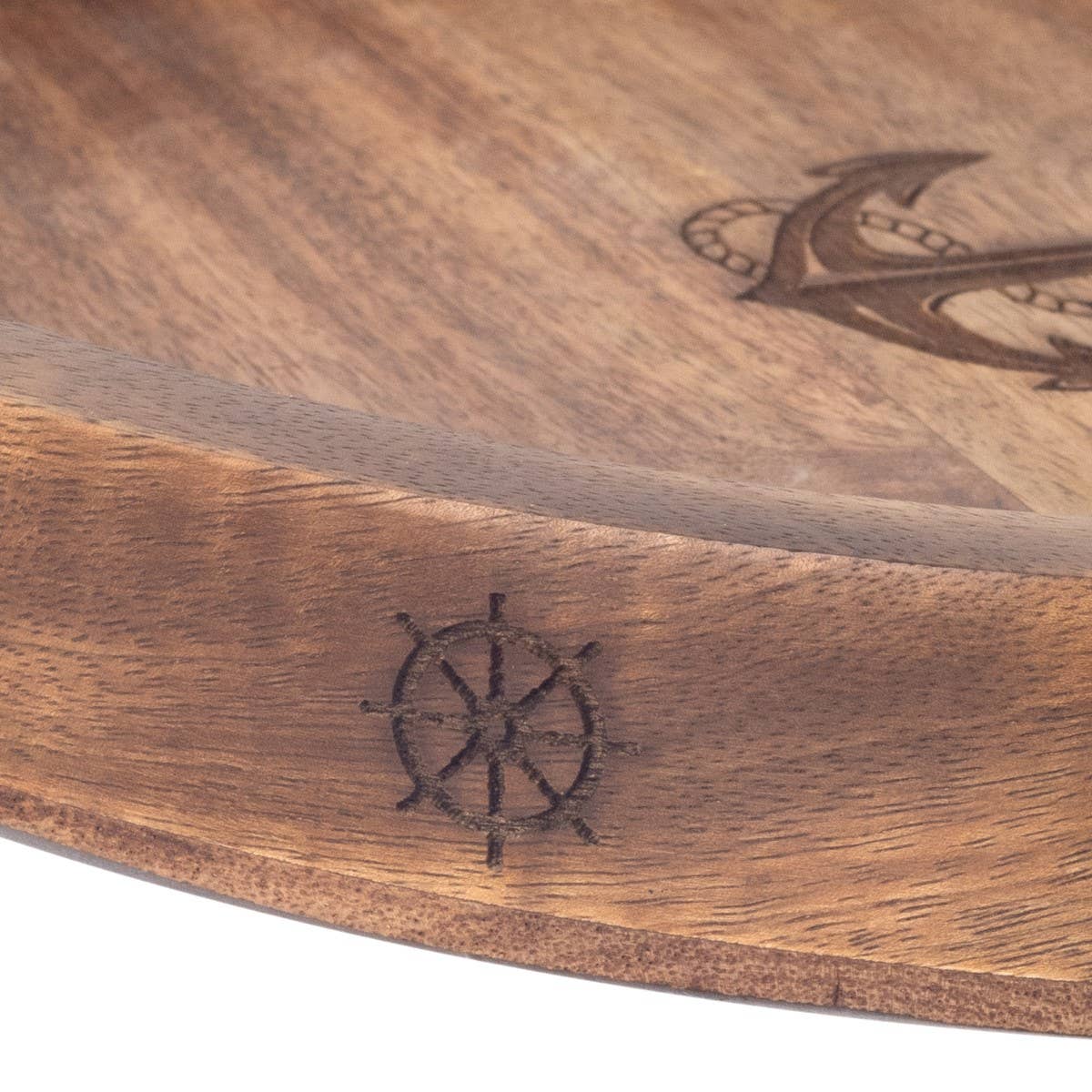 ⚓ Nautisches Holzanker-Rundtablett – Maritimer Charme für dein Zuhause