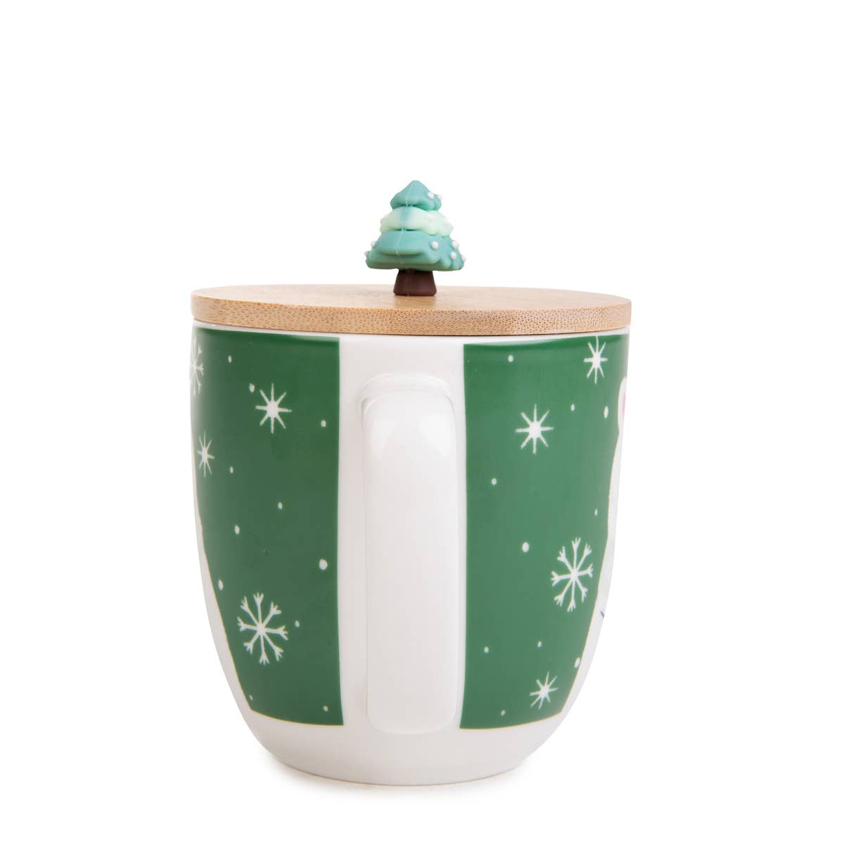 MOLDY Porzellanbecher mit Deckel – Teddybär & Tannenbaum | 300 ml
