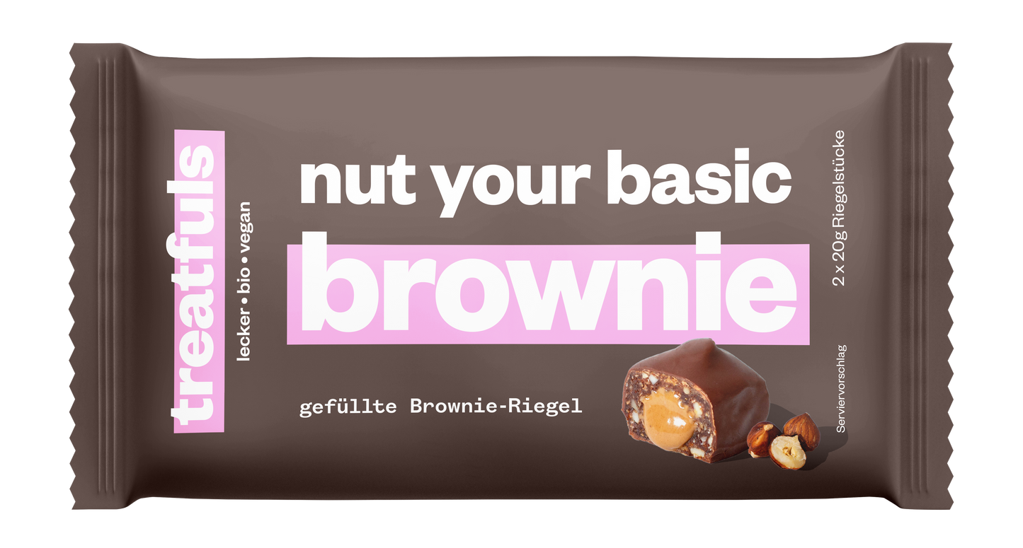 Dunkler Schoko brownie Riegel mit Füllung bio + vegan
