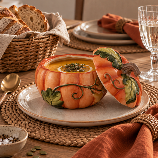 Harvest Fields Suppenschalen mit 3D-Kürbisdeckel