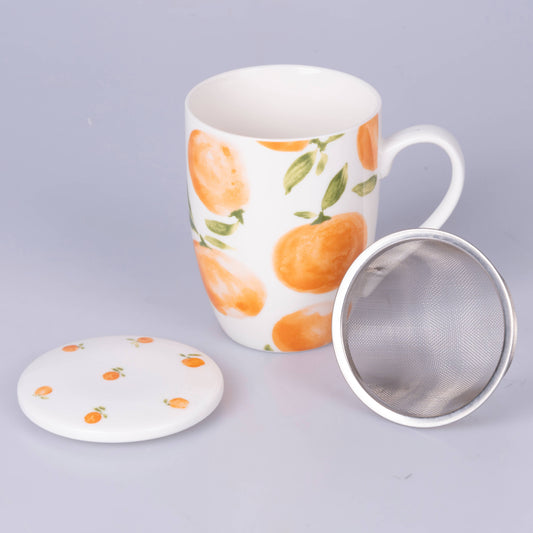 Teetasse mit Sieb & Deckel Fruit Life Orange