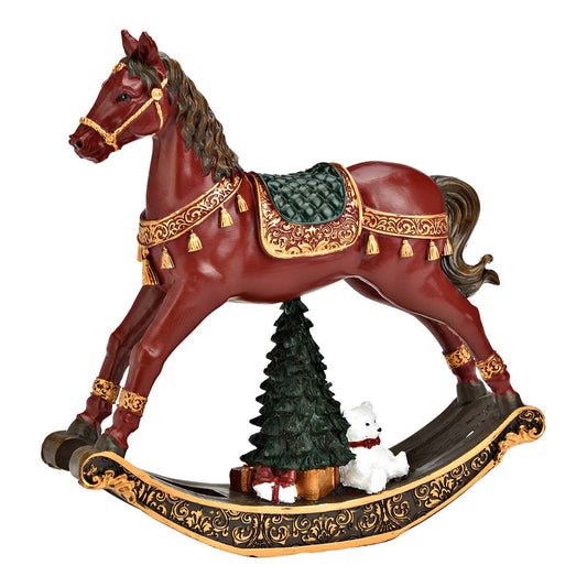 Weihnachtliches Schaukelpferd mit Tannenbaum – Rot & Grün